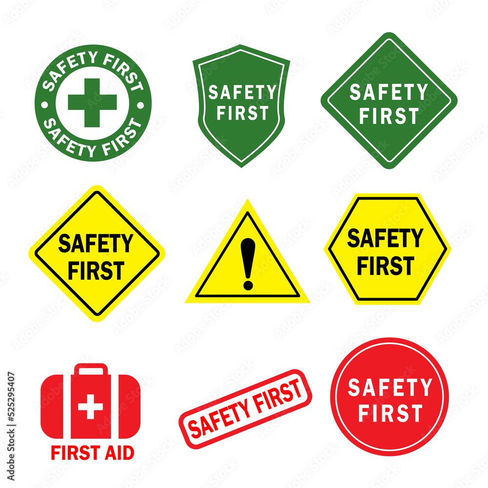 vector safety first icon in green red yellow sign illustration vector safety first icon in green red yellow sign illustration