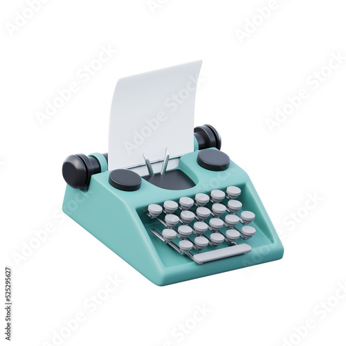 Typewriter icon isolated 3d illustration photo