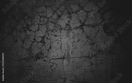 Slightly light black concrete cement texture for background. Dark grunge distressed with scratches, Scary dark walls overlay