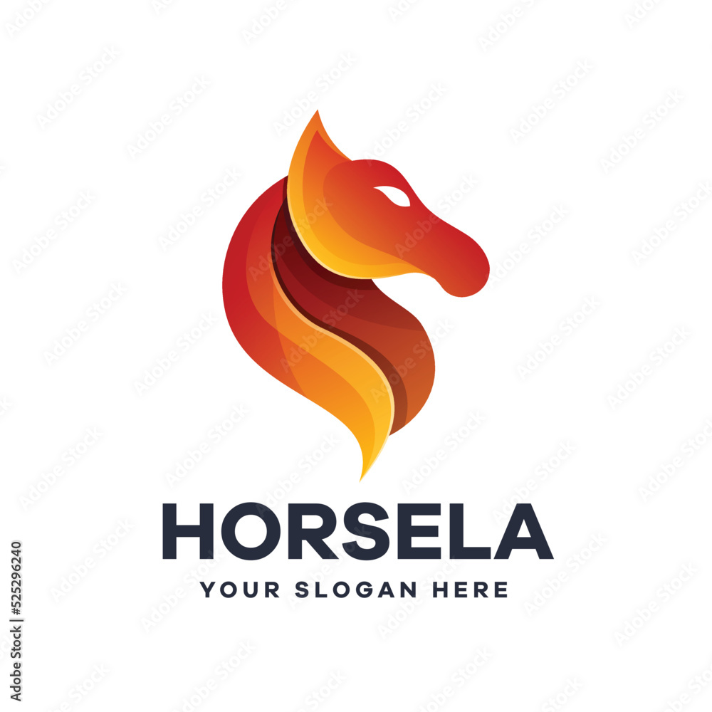 Horse Illustration Gradient Logo Design Horse Illustration Gradient Logo Design