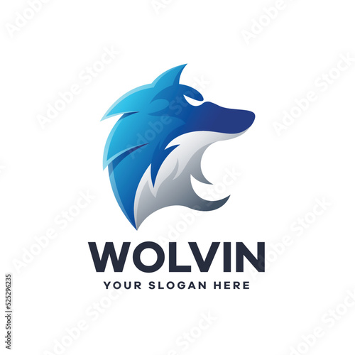 Wolf Illustration Gradient Logo Design