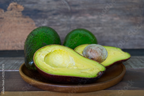 avocado on wooden table