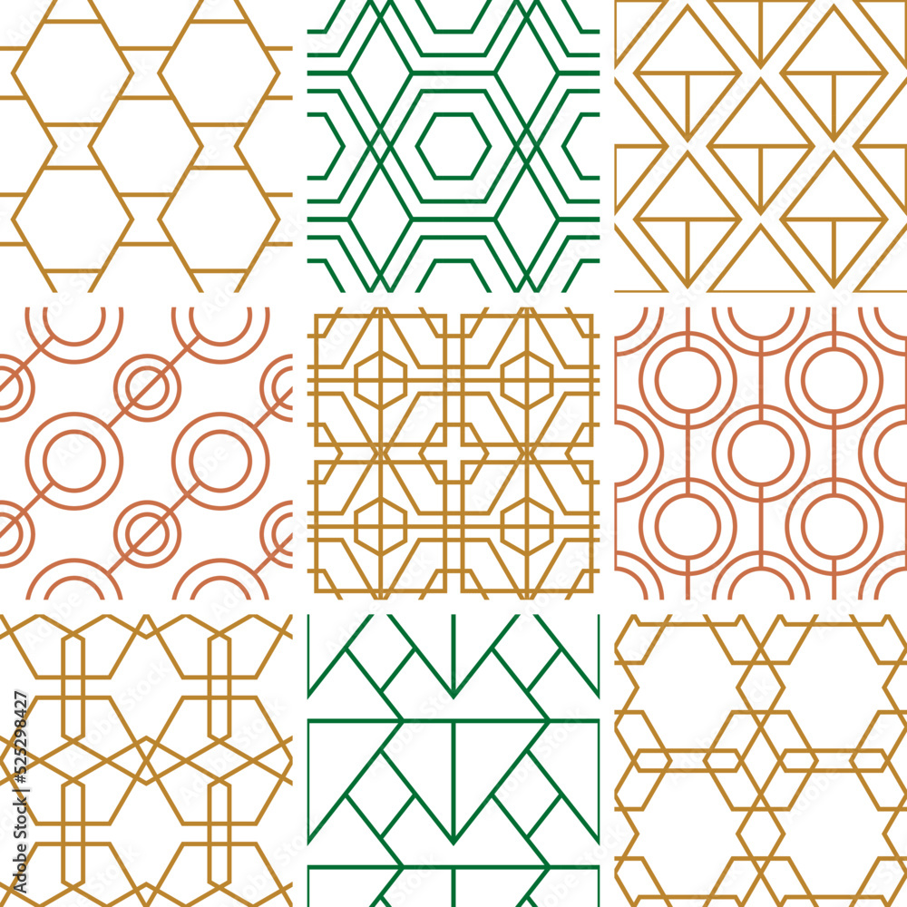Set of vector seamless background art deco. Set of vector seamless background art deco.