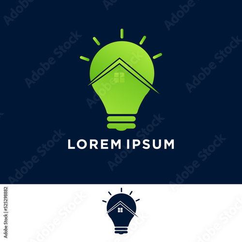 idea light bulb home logo design