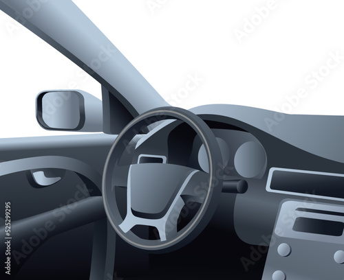 simple modern car interior steering wheel