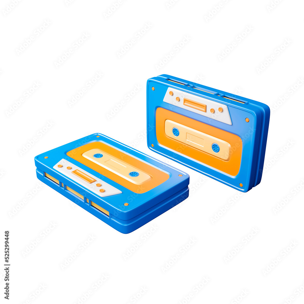 Fototapeta premium Retro cassette tape icon Isolated 3d render Illustration