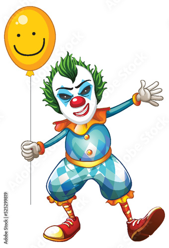 Cartoon clown holding balloon