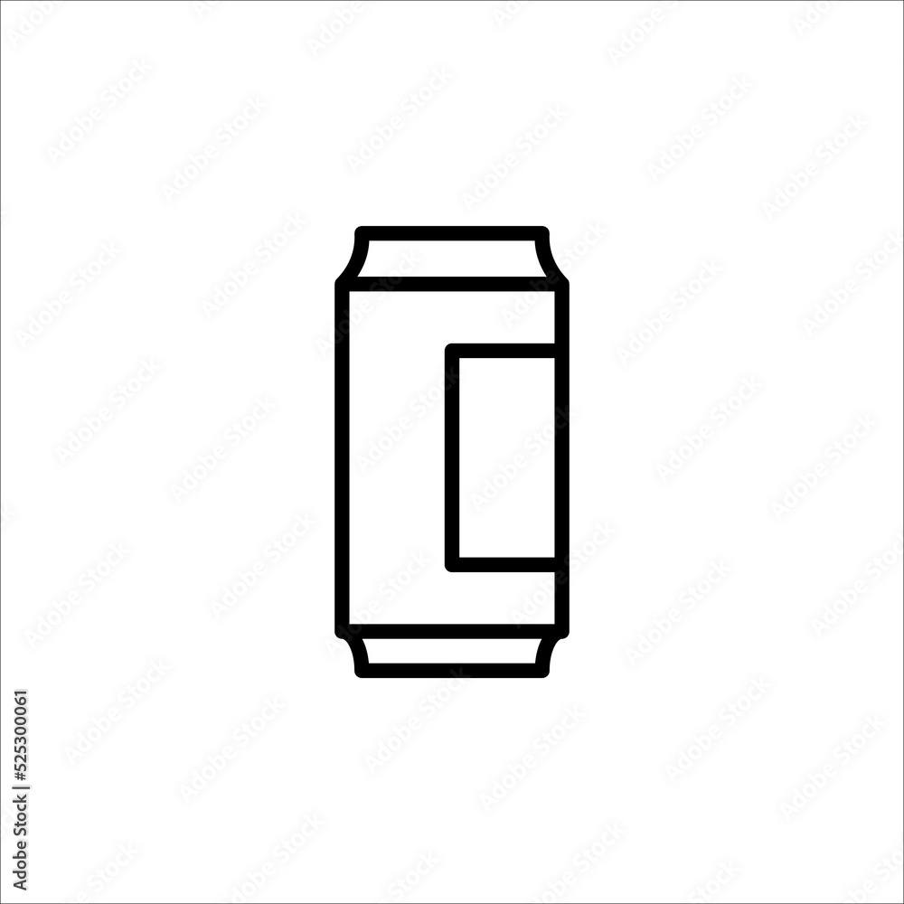 Soda can icon. Black simple illustration of aluminum bottle for carbonated drinks. Contour isolated vector image on white background Soda can icon. Black simple illustration of aluminum bottle for carbonated drinks. Contour isolated vector image on white background