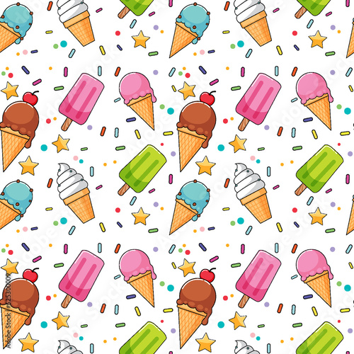 Sweet ice cream seamless pattern