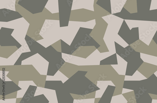 Vector geometric camouflage seamless pattern. Khaki design style for t-shirt. Military light green texture with debris shape pattern  camo clothing while hunting illustration.