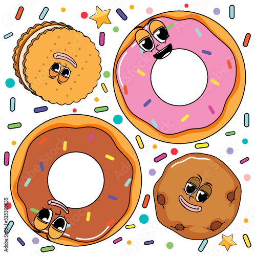Sweet doughnut cartoon seamless pattern