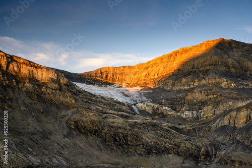 remains of Lämmerengletscher at sunset in Valais