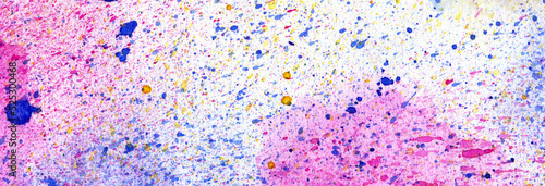 Purple, blue and yellow watercolor stains and splashes on a white background. Dynamic abstract watercolor background. Illustration. © Svetlana