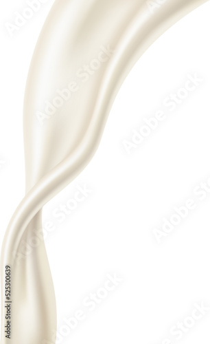 Pouring white liquid. Realistic creamy milk flow