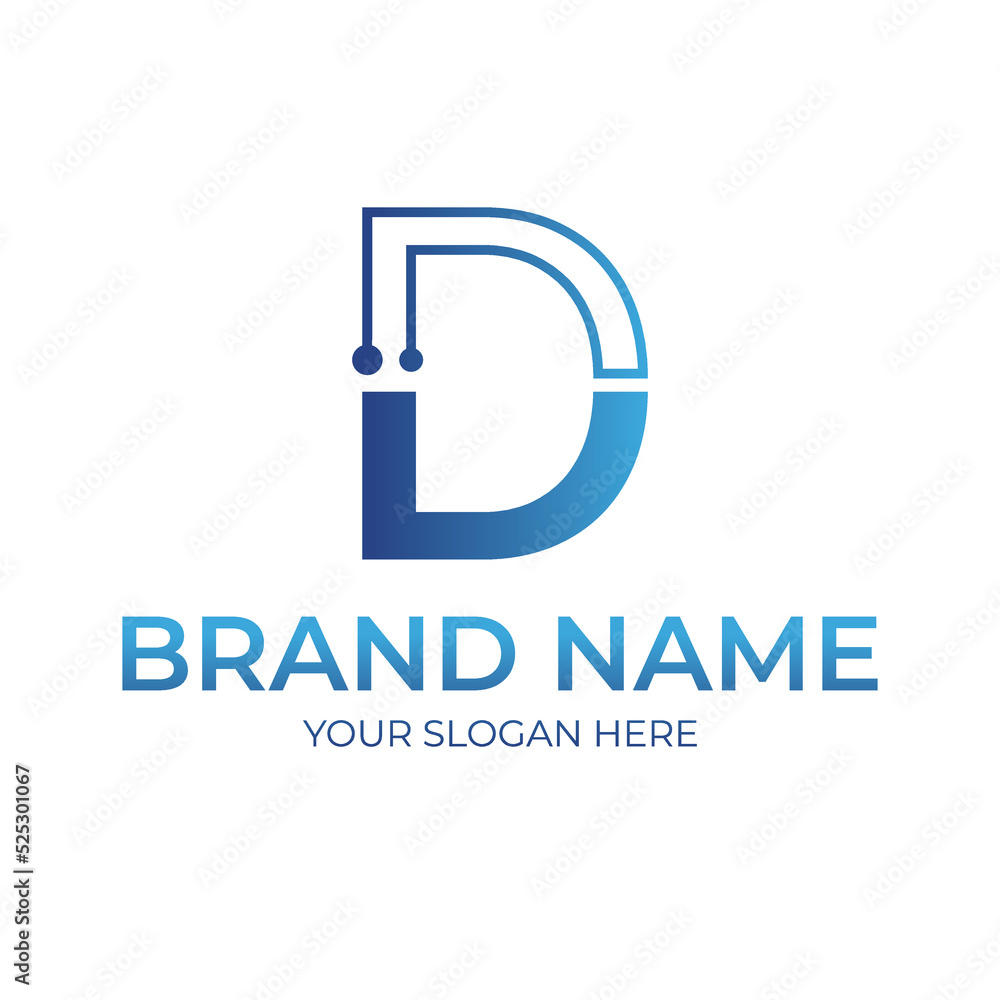 d shape letter logo design