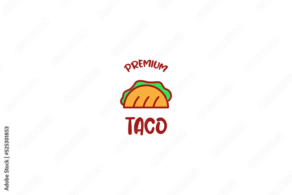 Fototapeta premium Flat taco food logo design vector illustration idea