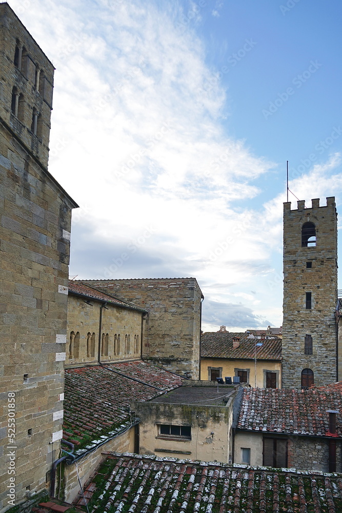 Bell tower of the church of Santa Maria Assunta in Arezzo, Tuscany, Italy