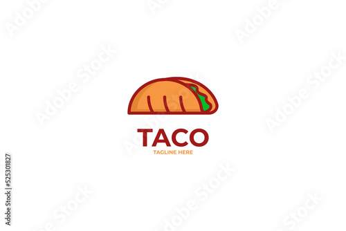 Flat taco food logo design vector illustration idea