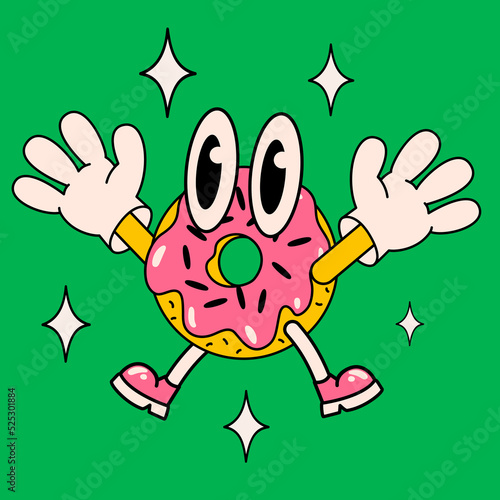 Cartoon vector funny cute donut Comic character