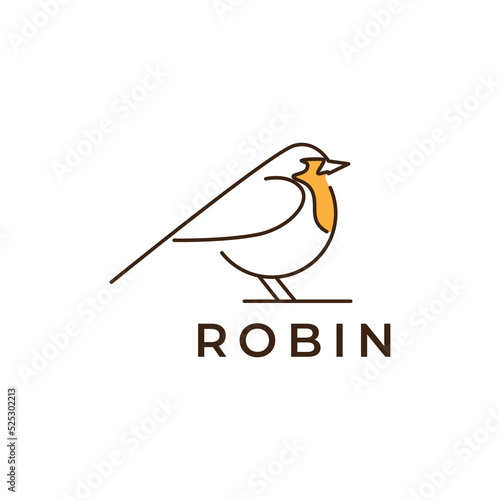 american robin bird abstract lines logo design