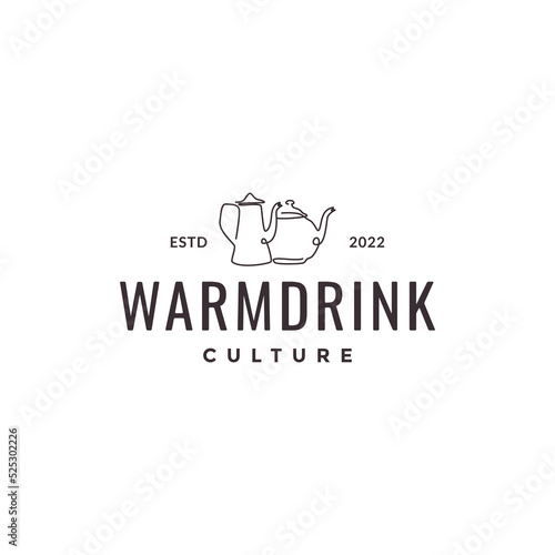 continuous line warm tea pots logo design