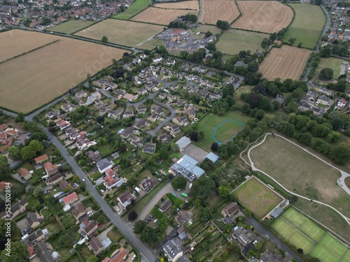 Aerial view of Boston Spa small village and remote suburb of civil parish in the City of Leeds metropolitan borough in West Yorkshire  England