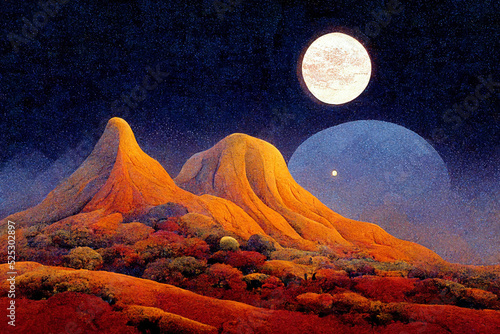 Fototapeta mountain landscape on a moonlit night