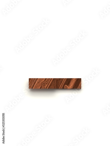 Dash made of several separate wooden pieces lying on top of each other with 3D effect and shadows on white background, 3d rendering photo
