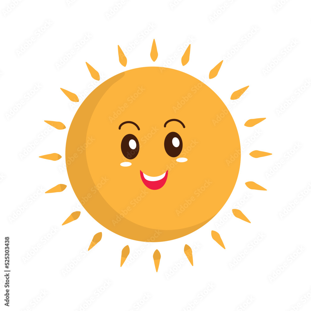 Laughing Sun Cartoon Character Over White Background.