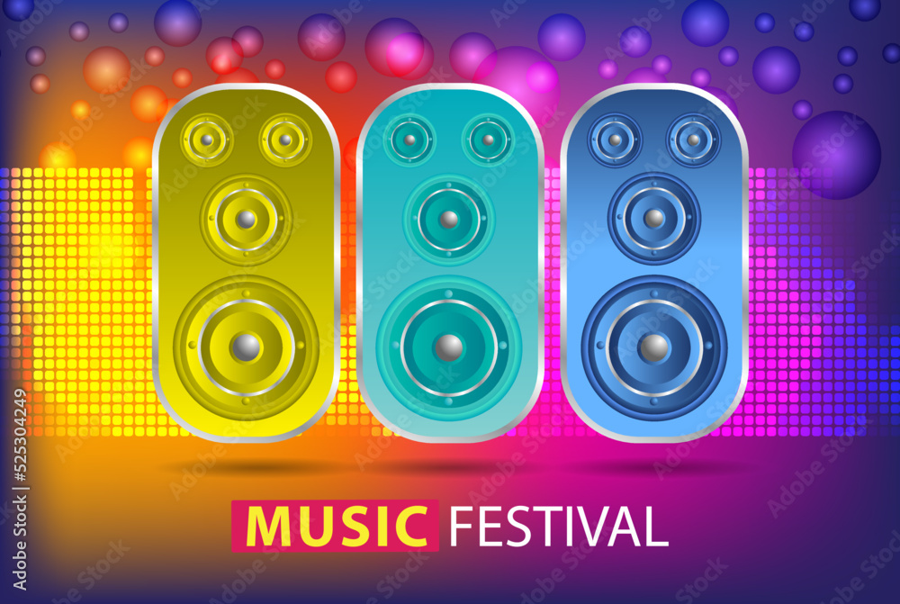 music party and festival speakers poster layout illustrator vector