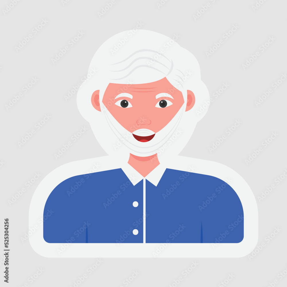 Sticker Style Old Man Character On Gray Background. Sticker Style Old Man Character On Gray Background.