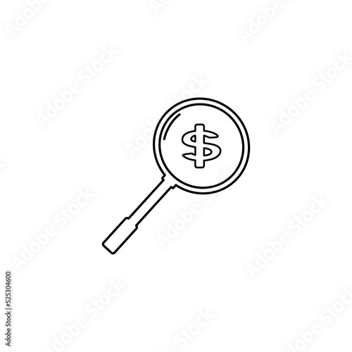 magnifying glass icon outline, search and dollar, flat icon sign symbol, for website and app design, illustration vector of business growth
