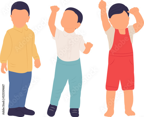 kids boys in flat style isolated, vector