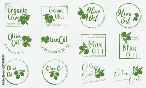 organic and natural products for olive oil sign  labels  stickers  badges and logo.