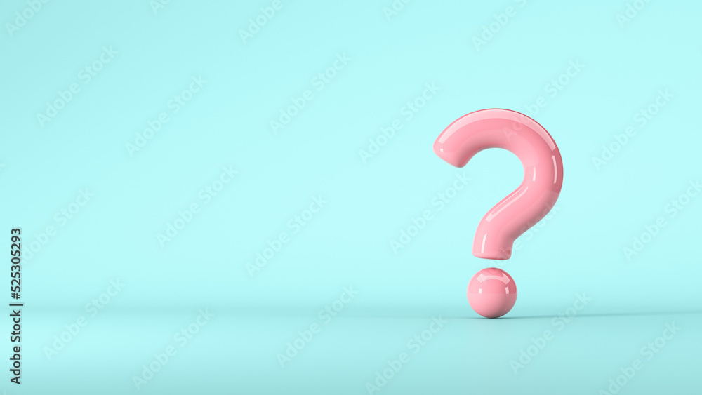 Pink question mark on a blue background. 3d render illustration. Pink question mark on a blue background. 3d render illustration.