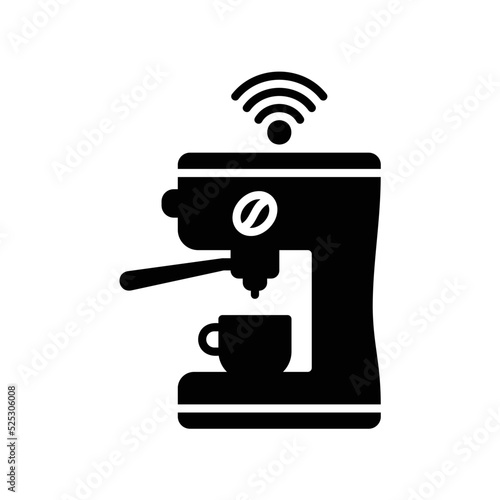 Smart coffee machine icon in black solid style