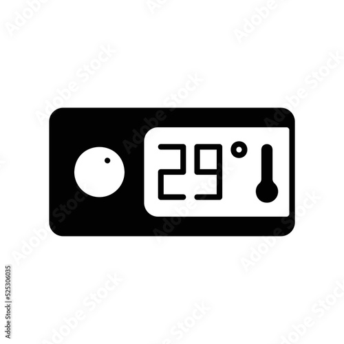 Digital thermostat icon in black solid style