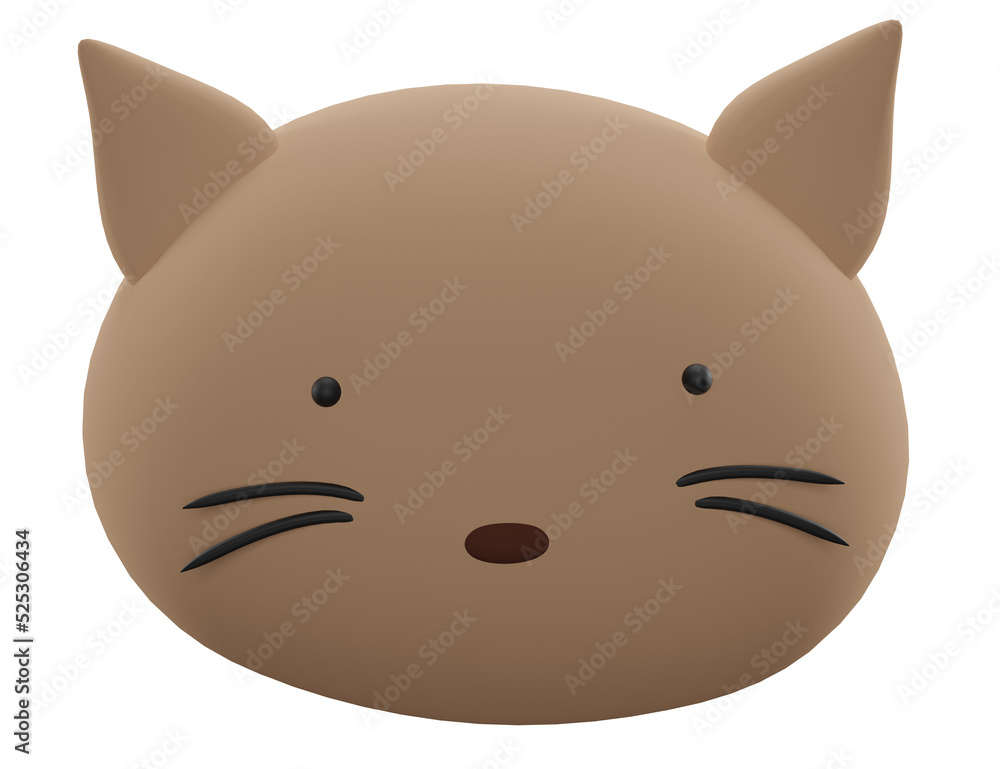 3D illustration with a cute brown kitten.Transparent background. 3D illustration with a cute brown kitten.Transparent background.
