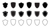 black shield and badge vector. shield icon isolate on white background.