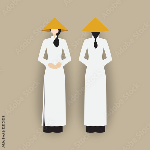 Ao dai -  Vietnamese Woman Wearing Traditional Costume
