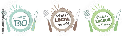Logo assiette : je mange bio, acheter local !