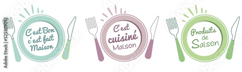 Logo assiette : produits de saison, cuisine maison !