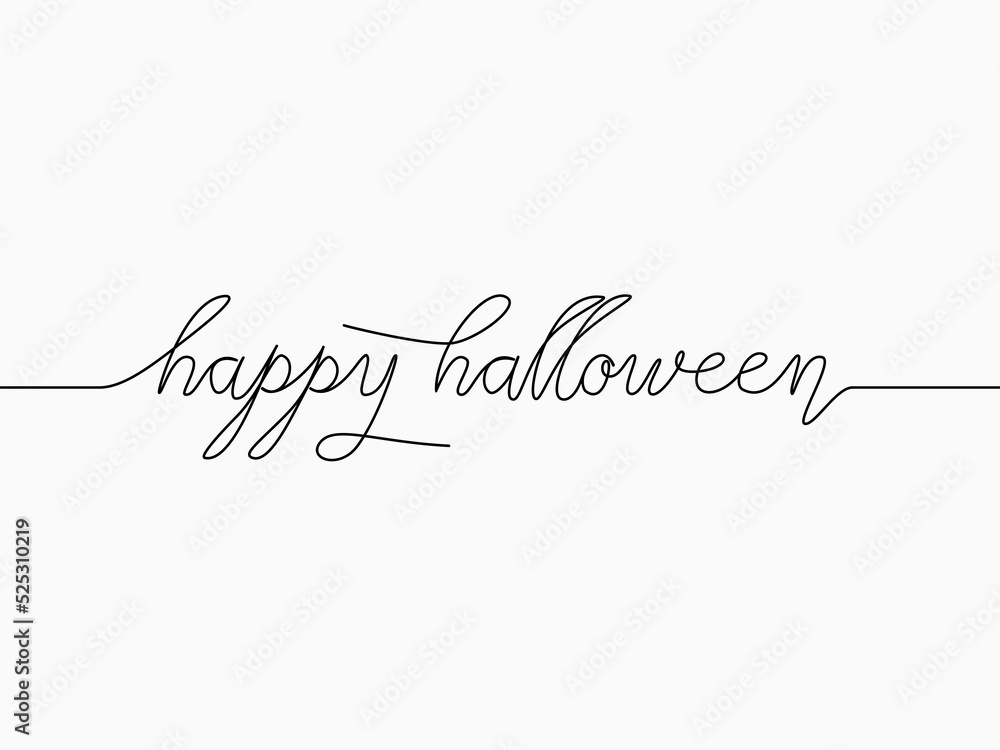 simple black happy halloween text calligraphic lettering continuous lines  for celebrating theme like background, banner, label, cover, card, label, wallpaper, paper etc. vector design.