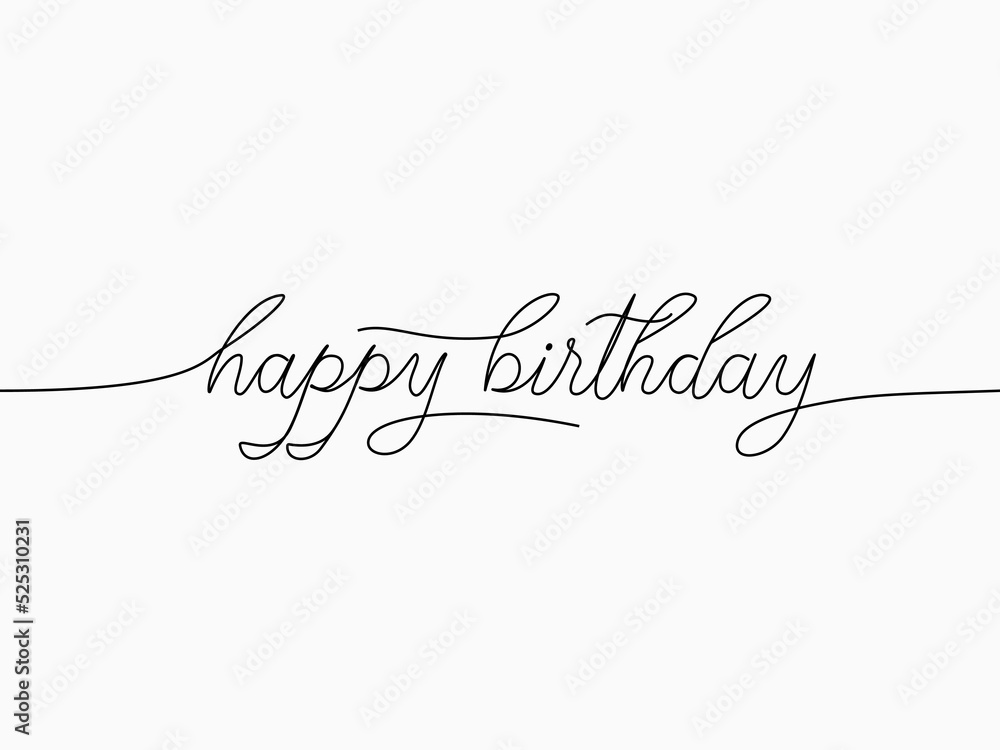 simple black happy birthday text calligraphic lettering continuous lines element for celebrating theme like background, banner, label, cover, card, label, wallpaper, wrapping paper etc. vector design. simple black happy birthday text calligraphic lettering continuous lines element for celebrating theme like background, banner, label, cover, card, label, wallpaper, wrapping paper etc. vector design.