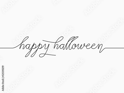 simple black happy halloween text calligraphic lettering continuous lines for celebrating theme like background, banner, label, cover, card, label, wallpaper, paper etc. vector design.
