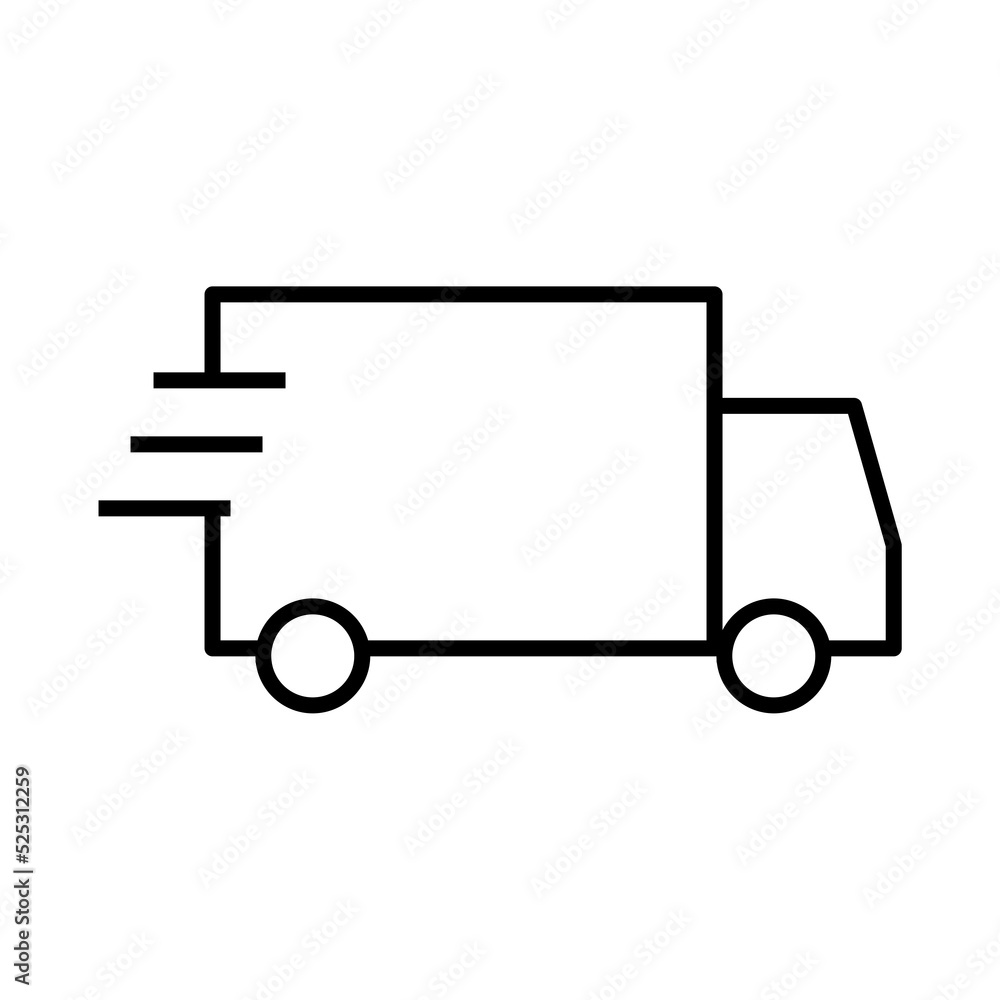Delivery truck line icon isolated on white background Delivery truck line icon isolated on white background