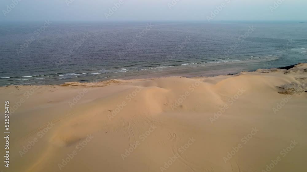 Flying Above Sand Sea Beach Flying Above Sand Sea Beach