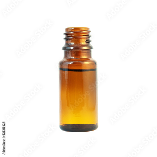 Oil in the amber glass bottle isolated transparent png