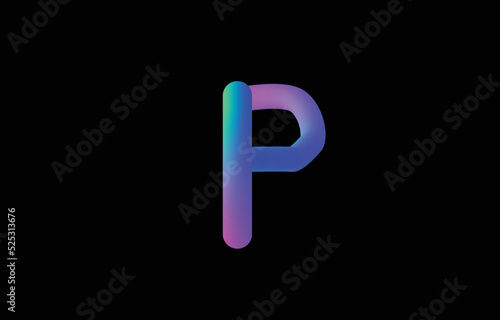 3d blue and pink bubble plastic on black background letter p