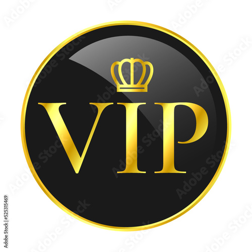 badge for VIP club members. Vip label  badge or tag. Vector gold banner. Vector illustration  golden color